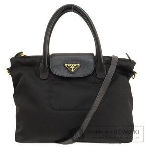 Prada Logo Handbag Nylon Leather